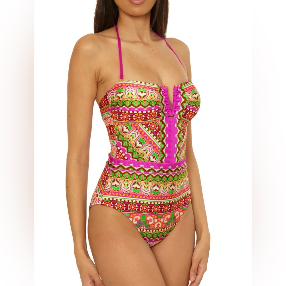 Becca By Rebecca Virtue Moroccan Tile One-Piece Swimsuit Large NWT